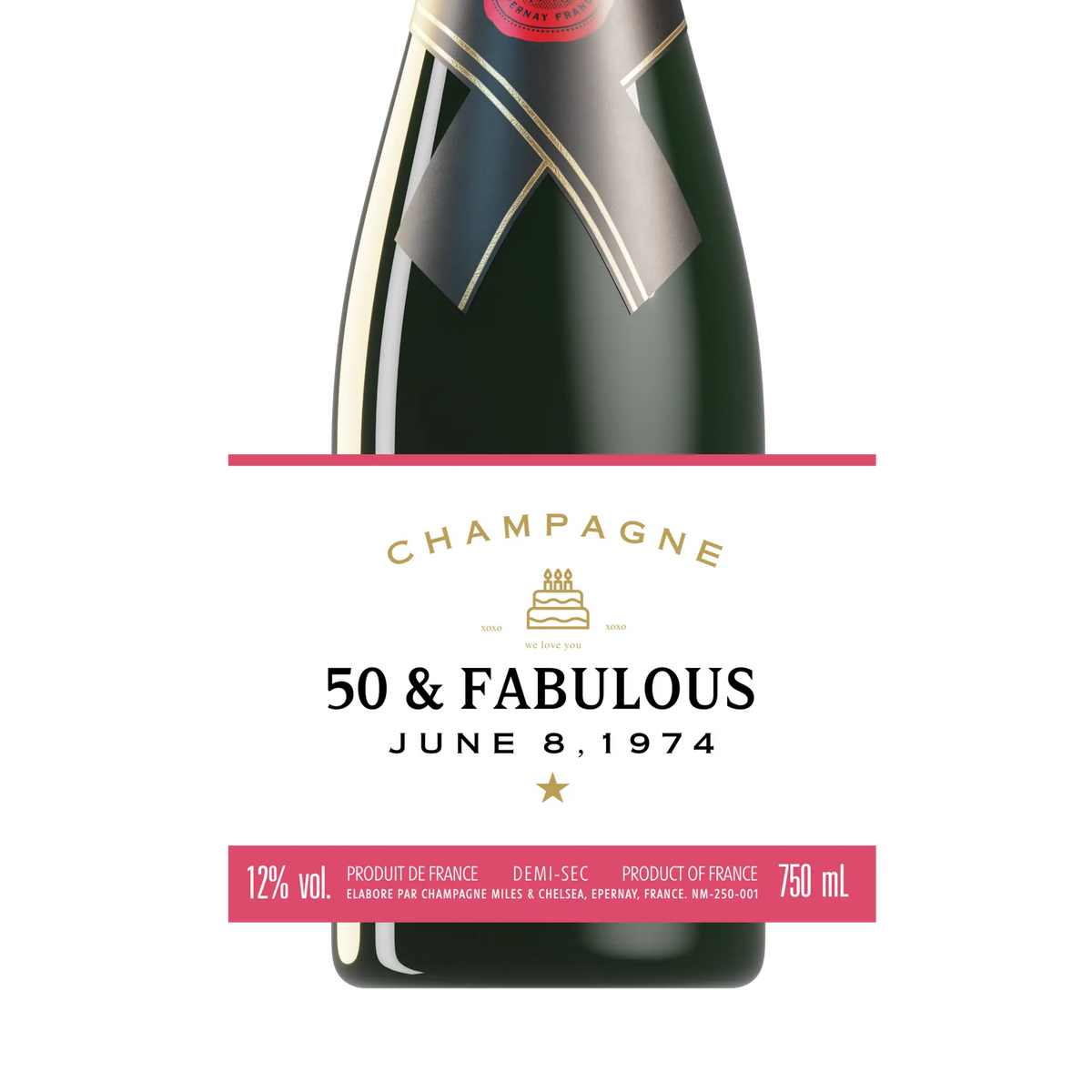 Personalized Rose Ice Champagne Label