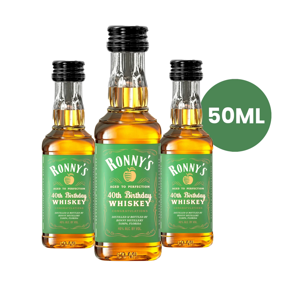 Custom Green Apple Whiskey Mini Bottle Labels