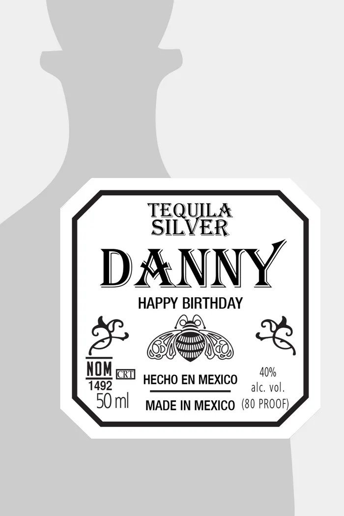 Personalized tequila bottle label